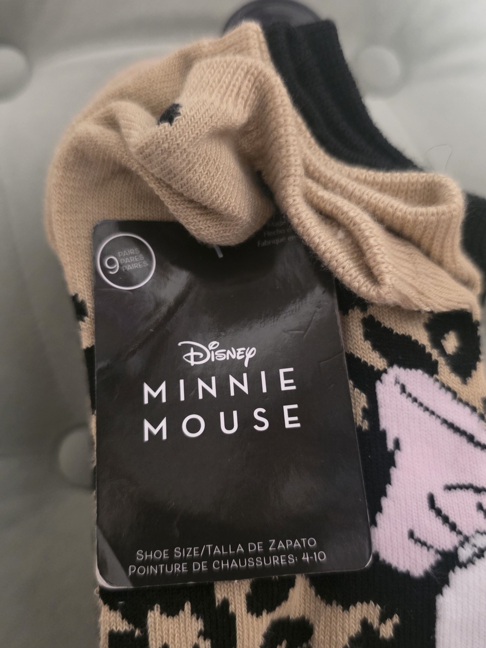 Disney Minnie Mouse Beige, Pink and Black Women's Socks - Pack